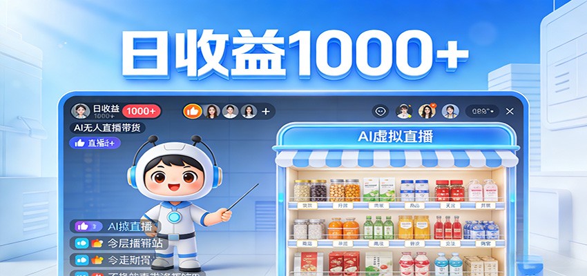 不用露脸不用说话，24小时自动卖货赚钱，全天自动直播，收益看得见| 网创圈