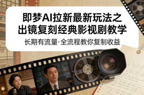 即梦AI拉新最新玩法之出镜复刻经典影视剧教学，长期有流量，全流程教你复制收益| 网创圈