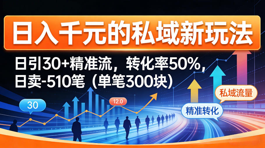 日入千米的私域新玩法：日引30＋精准流，转化率50%，日卖5-10笔(单笔300米)| 网创圈
