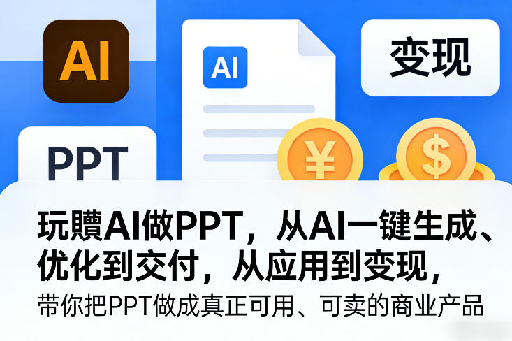 玩賺AI做PPT，从AI一键生成、优化到交付，从应用到变现，带你把PPT做成真正可用、可卖的商业产品(更新0401)| 网创圈