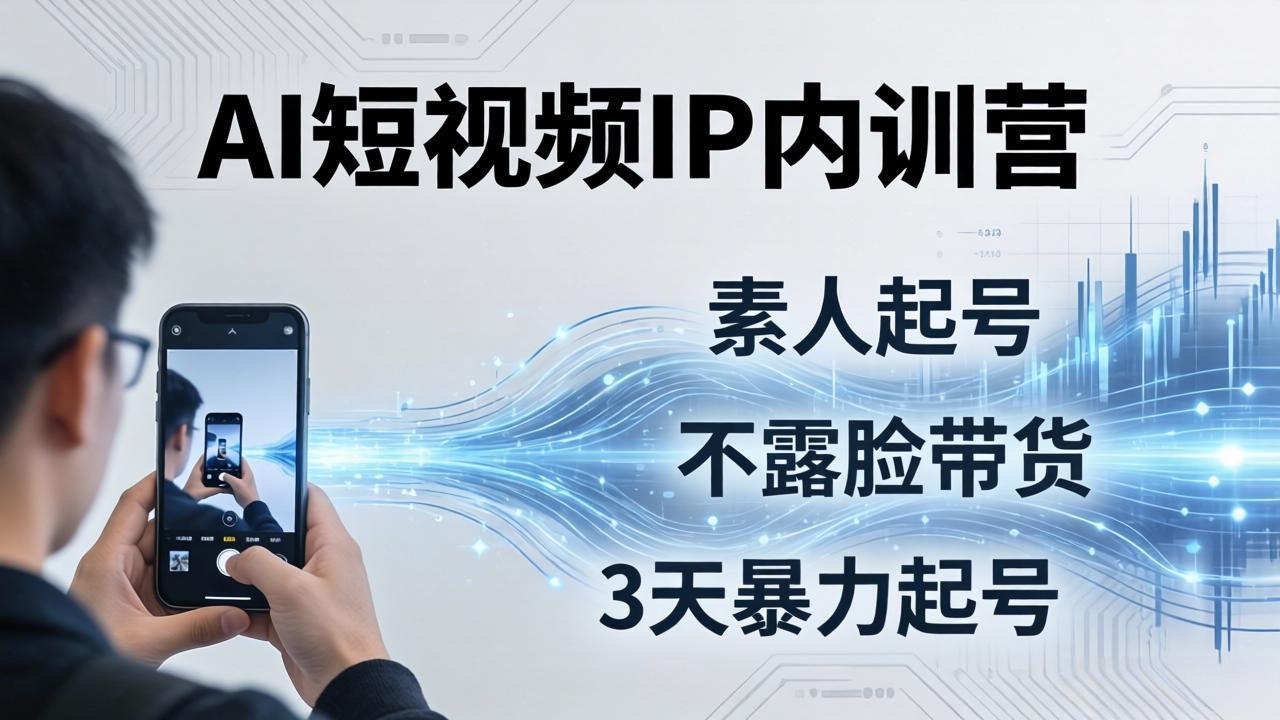 2026AI短视频IP内训营：从素人起号到不露脸带货，3天暴力起号全流程拆解| 网创圈