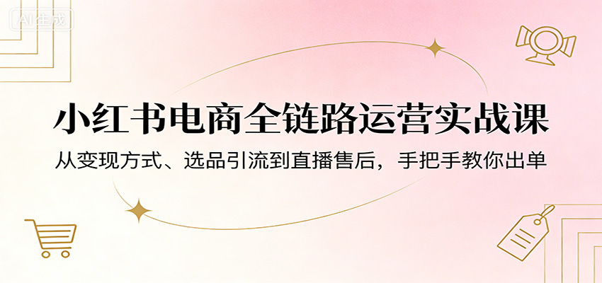 小红书电商全链路运营实战课：从变现方式、选品引流到直播售后，手把手教你出单| 网创圈