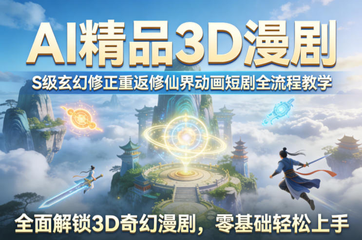 AI精品3D漫剧S级玄幻修正重返修仙界动画短剧全流程教学，全面解锁3D奇幻漫剧，零基础轻松上手| 网创圈
