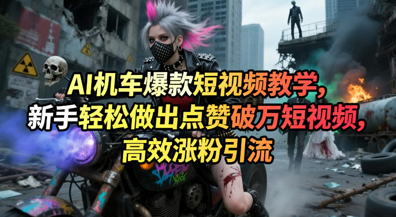 AI机车爆款短视频教学，新手轻松做出点赞破万短视频，高效涨粉引流| 网创圈
