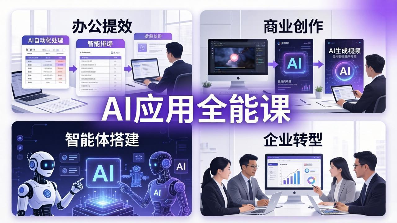 AIGC 应用全能课：办公提效、商业创作、智能体搭建、企业转型，一站式学会AI应用| 网创圈