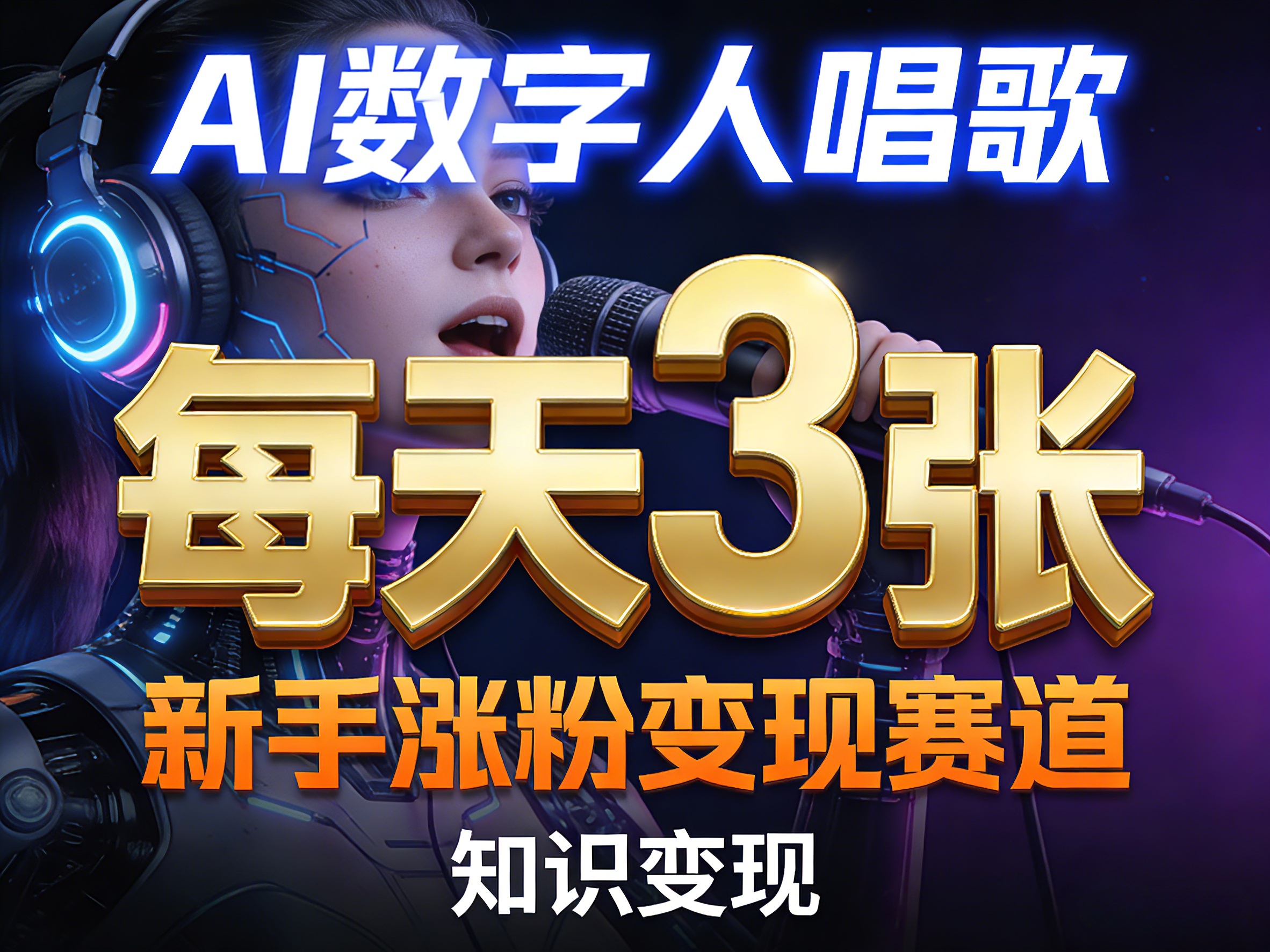 AI数字人唱歌，新手涨粉变现赛道，每天3张和知识付费，副业必备| 网创圈