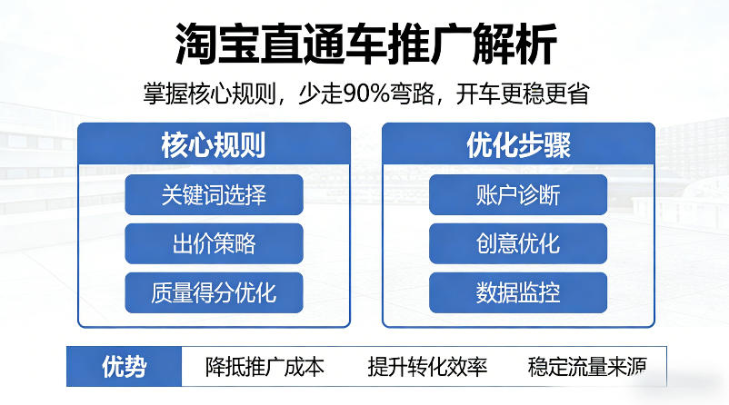 淘宝直通车推广解析，掌握核心规则，少走90%弯路，开车更稳更省| 网创圈