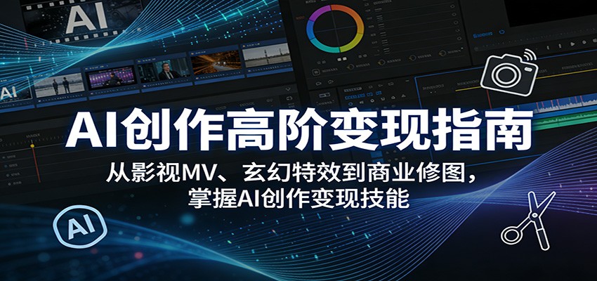 AI创作高阶变现指南：从影视MV、玄幻特效到商业修图，掌握AI创作变现技能| 网创圈