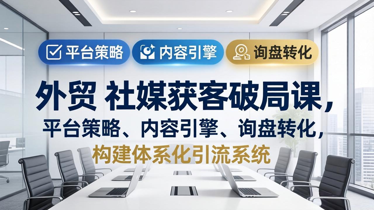 外贸 社媒获客破局课，平台策略、内容引擎、询盘转化，构建体系化引流系统(更新26年3月| 网创圈