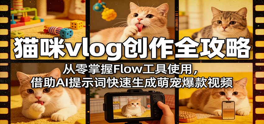 猫咪vlog创作全攻略：从零掌握Flow工具使用，借助AI提示词快速生成萌宠爆款视频| 网创圈