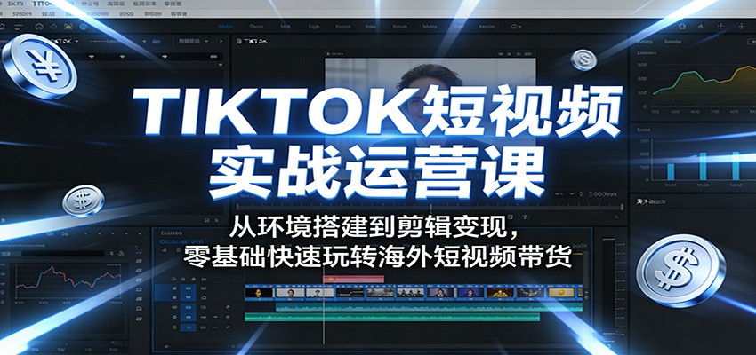 TIKTOK短视频实战运营课：从环境搭建到剪辑变现，零基础快速玩转海外短视频带货| 网创圈
