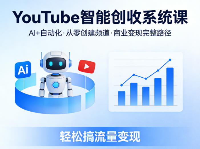 YouTube智能创收系统课，AI+自动化，从零创建YouTube频道并实现商业变现的完整路径，轻松搞流量变现| 网创圈