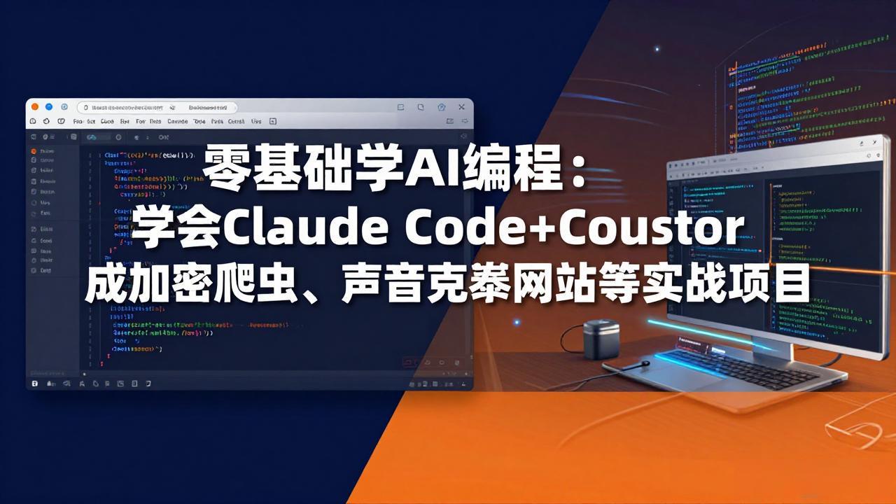 零基础学AI编程：学会Claude Code+Cursor完成加密爬虫、声音克隆网站等实战项目| 网创圈