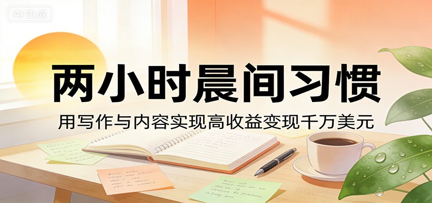 付费文章：两小时晨间习惯，用写作与内容实现高收益变现千万美元| 网创圈