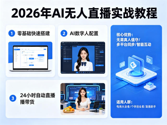 2026年AI无人直播实战教程，零基础也能快速搭建AI数字人无人直播间，实现24小时自动直播带货| 网创圈