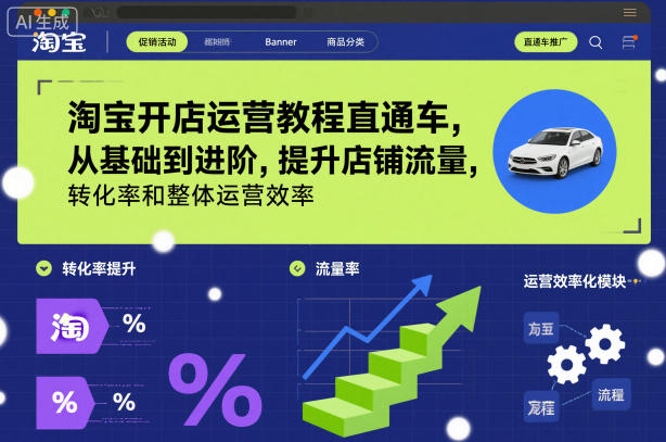 淘宝开店运营教程直通车，从基础到进阶，提升店铺流量，转化率和整体运营效率(更新26年4月10日)| 网创圈
