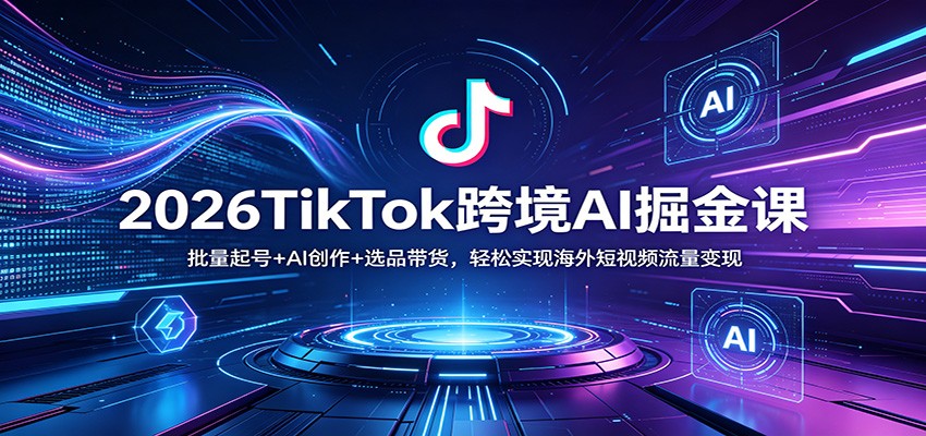 2026TikTok跨境AI掘金课：批量起号+AI创作+选品带货，轻松实现海外短视频流量变现| 网创圈