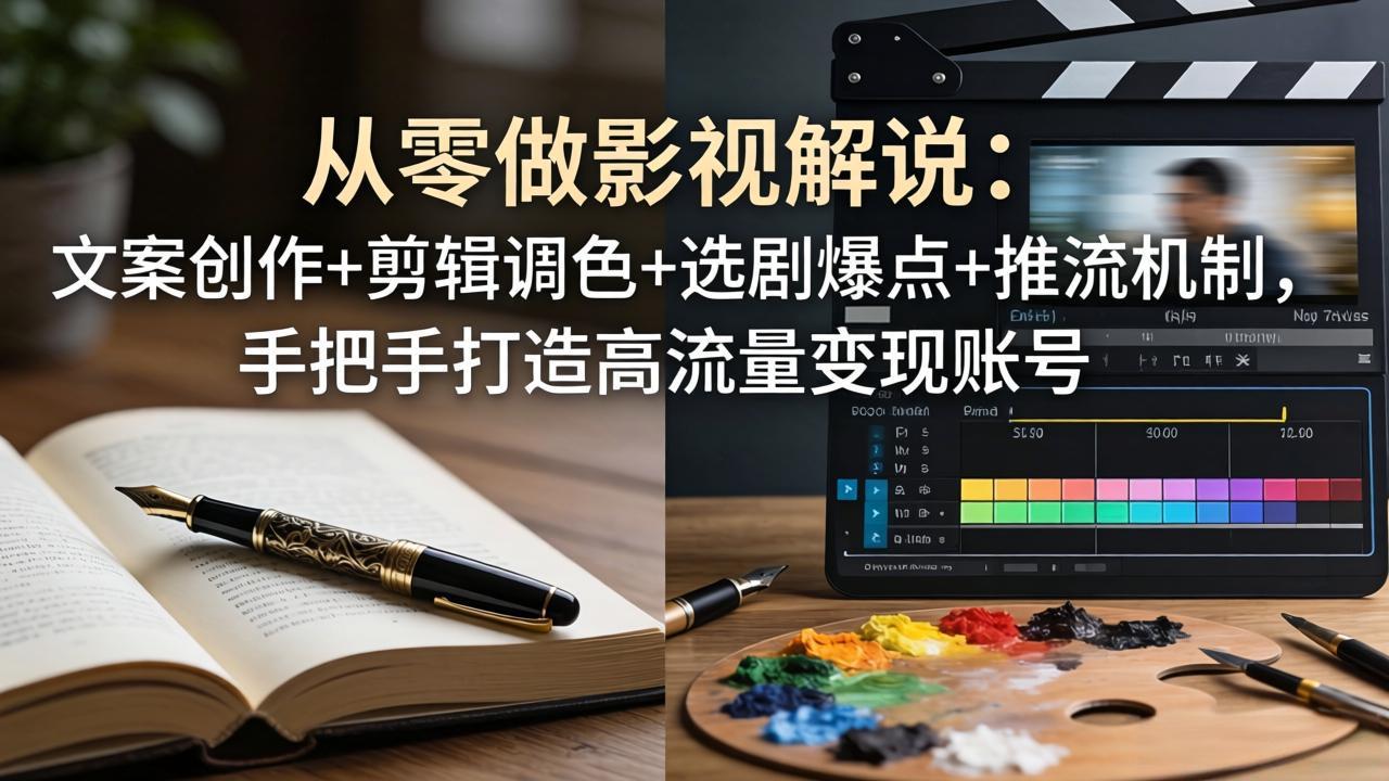 从零做影视解说：文案创作+剪辑调色+选剧爆点+推流机制，手把手打造高流量变现账号| 网创圈