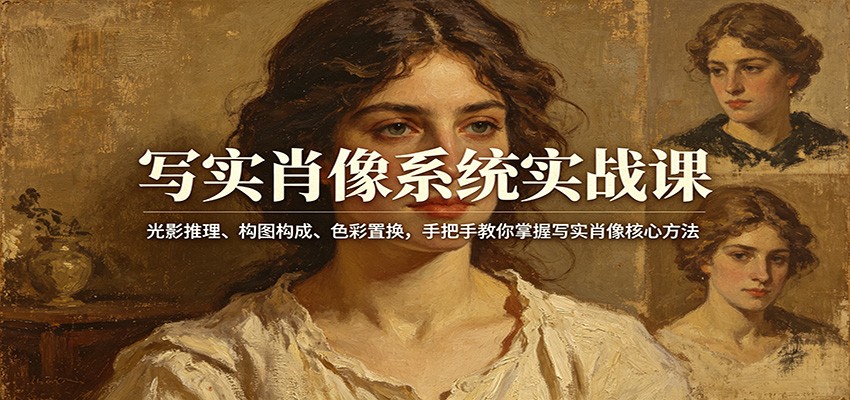 写实肖像系统实战课：光影推理、构图构成、色彩置换，手把手教你掌握写实肖像核心方法| 网创圈
