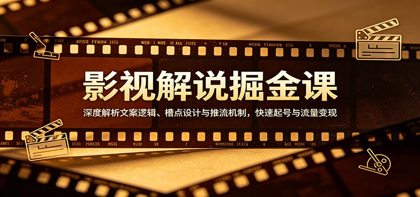 影视解说掘金课：深度解析文案逻辑、槽点设计与推流机制，快速起号与流量变现| 网创圈