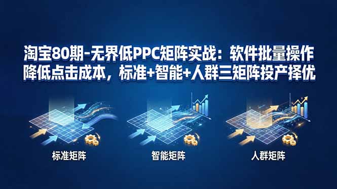 淘宝80期-无界低PPC矩阵实战：软件批量操作降低点击成本，标准+智能+人群三矩阵投产择优| 网创圈