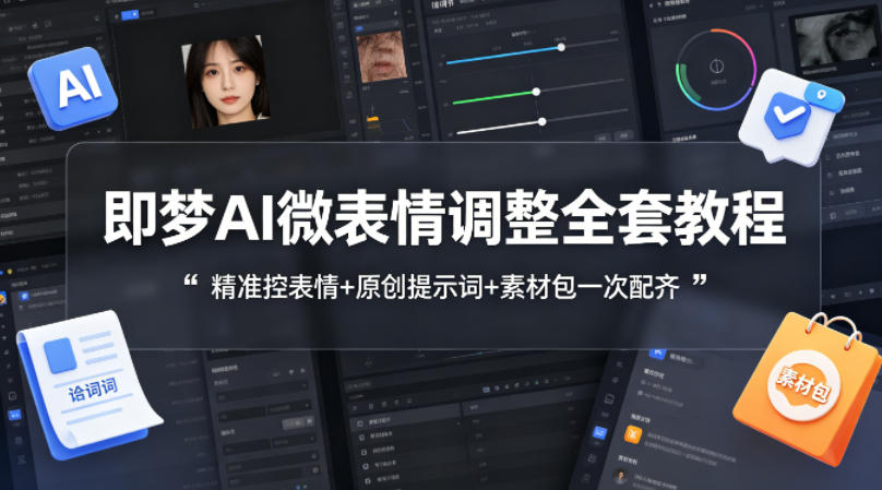 即梦AI微表情调整全套教程，精准控表情+原创提示词+素材包一次配齐| 网创圈