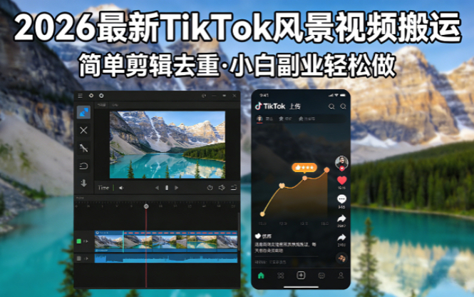 2026最新TikTok风景视频搬运简单剪辑去重小白副业月入 8000| 网创圈