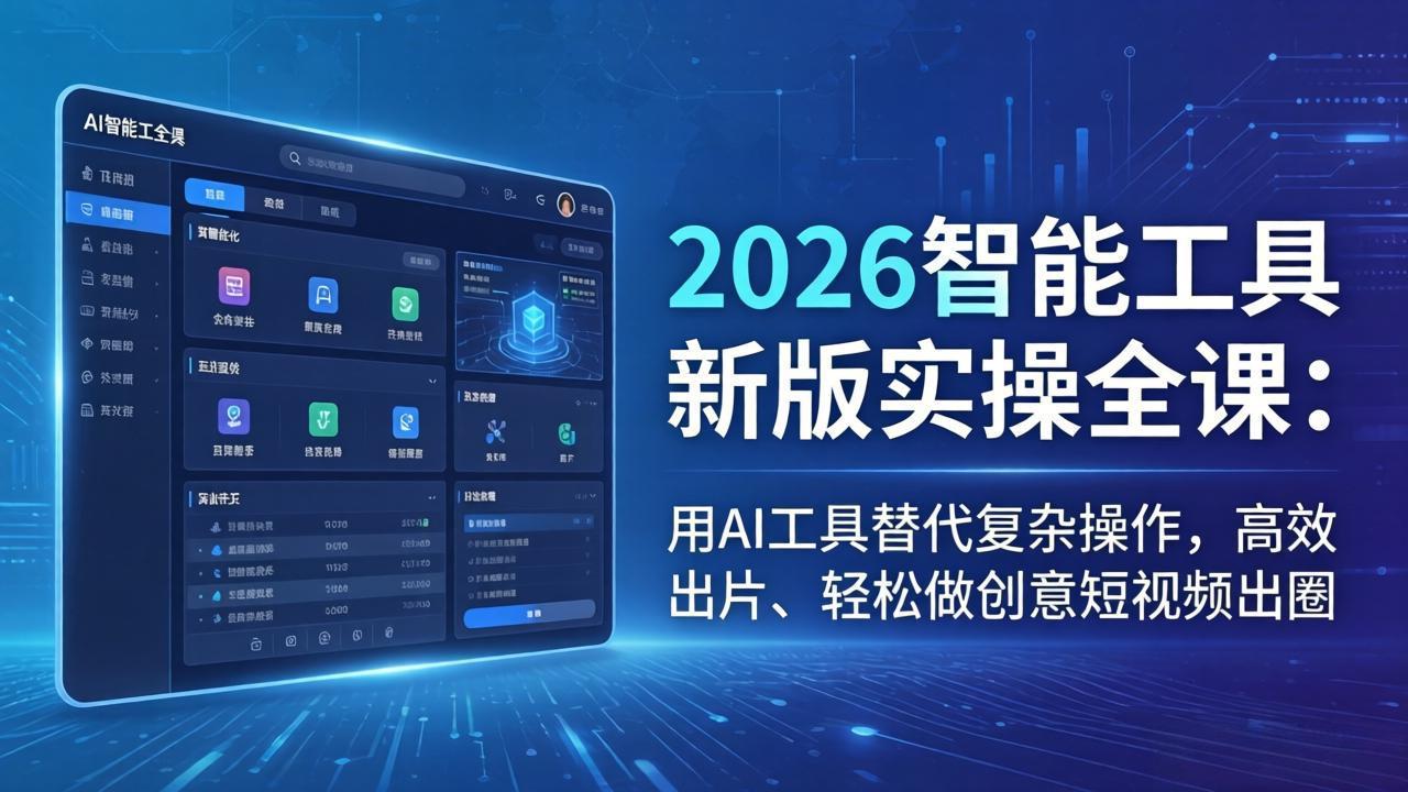 2026智能工具新版实操全课：用AI工具替代复杂操作，高效出片、轻松做创意短视频出圈| 网创圈