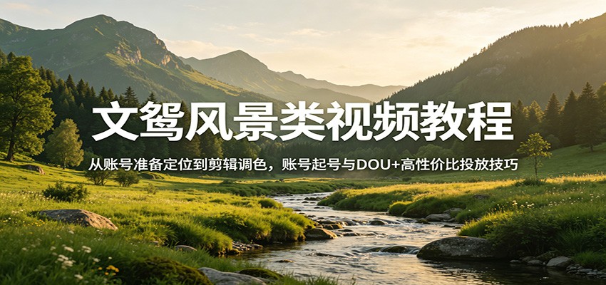 文鸳风景类视频教程：从账号准备定位到剪辑调色，账号起号与DOU+高性价比投放技巧| 网创圈