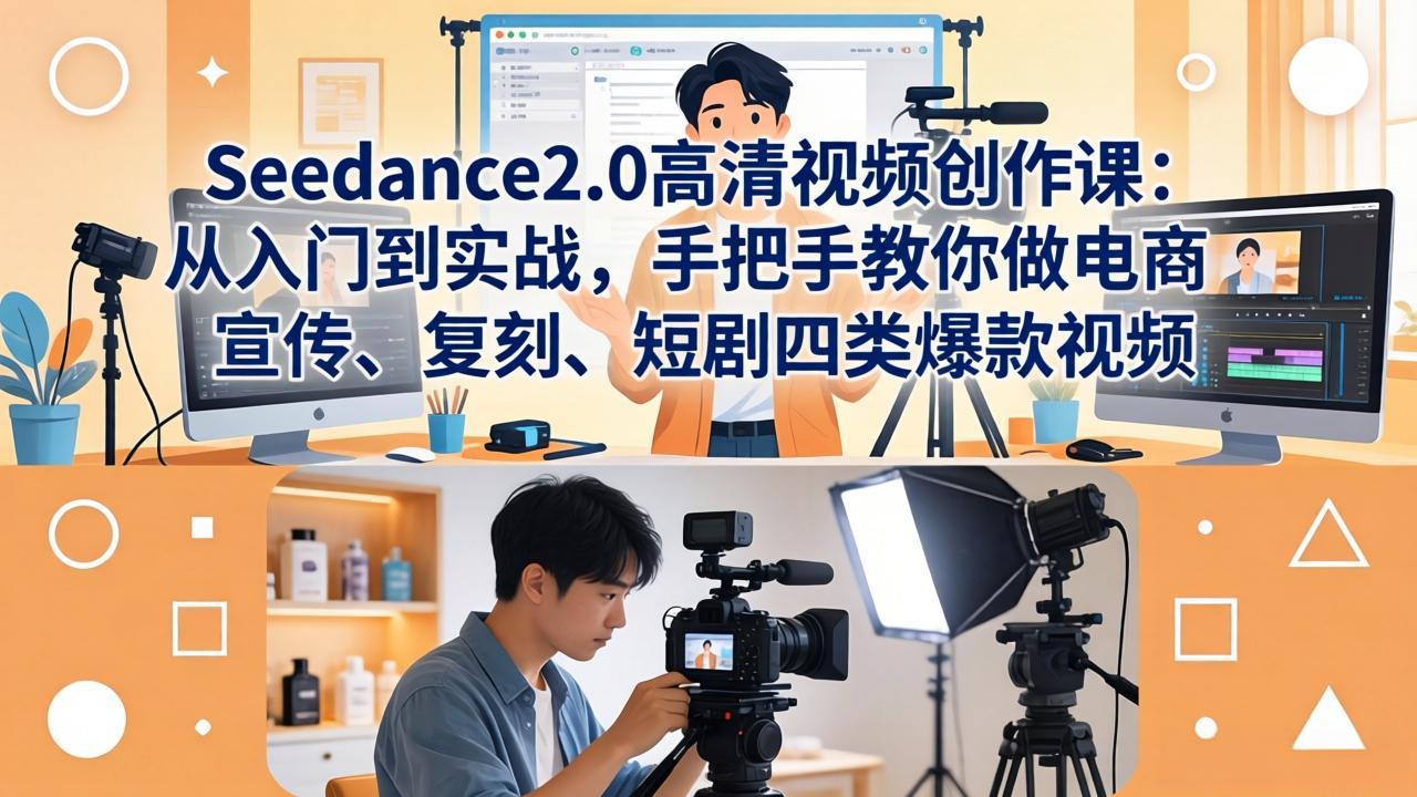 Seedance2.0高清视频创作课：从入门到实战，手把手教你做电商、宣传、复刻、短剧四类爆款视频| 网创圈