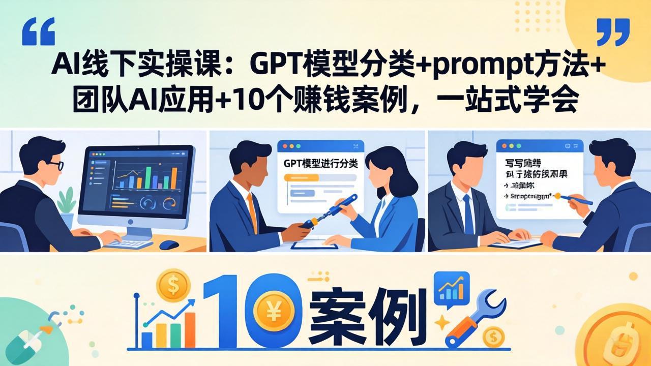 AI线下实操课：GPT模型分类+prompt方法+团队AI应用+10个赚钱案例，一站式学会| 网创圈