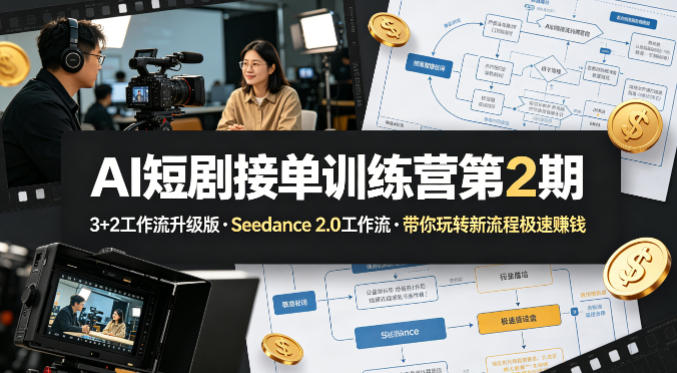 AI短剧接单训练营第2期，3+2工作流升级版，Seedance 2.0工作流，带你玩转新流程极速賺钱| 网创圈