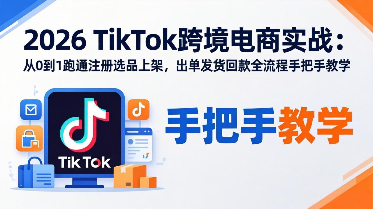2026TikTok跨境电商实战-更新：从0到1跑通注册选品上架，出单发货回款全流程手把手教学| 网创圈