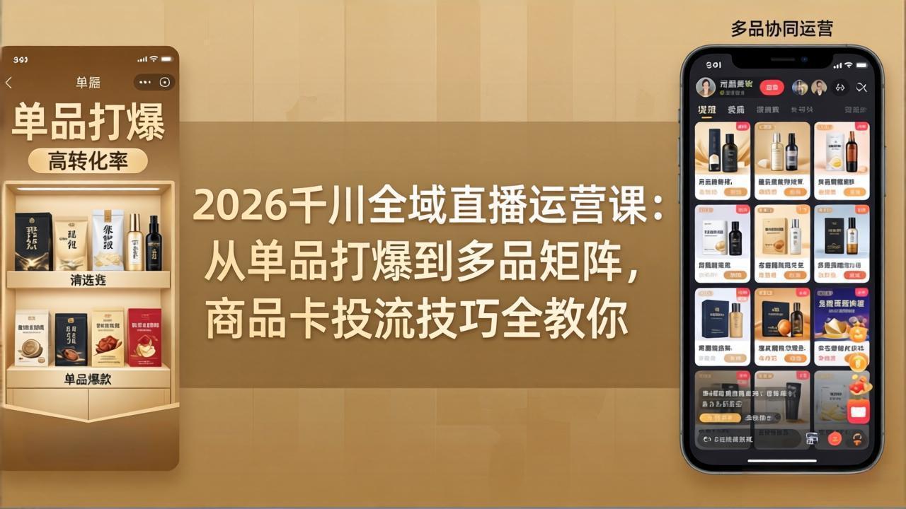 2026千川全域直播运营课：从单品打爆到多品矩阵，商品卡投流技巧全教你| 网创圈