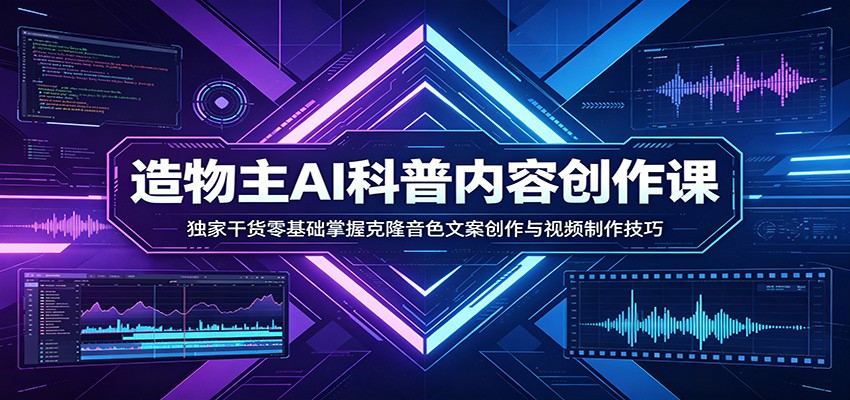 AI科普内容创作课：独家干货零基础掌握克隆音色文案创作与视频制作技巧| 网创圈
