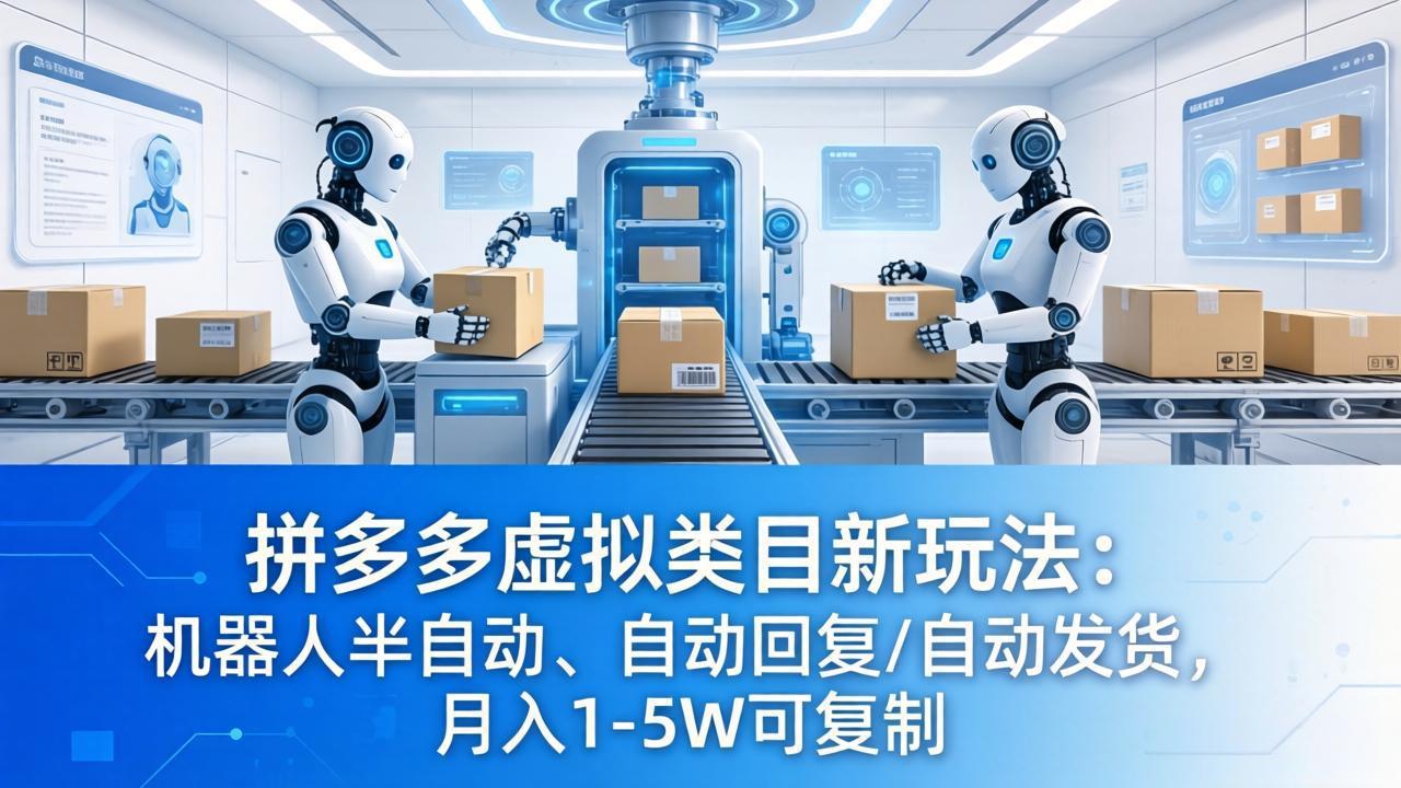 拼多多虚拟类目新玩法：机器人半自动、自动回复 /自动发货，月入 1-5W 可复制| 网创圈
