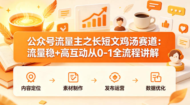 公众号流量主之长短文鸡汤赛道，流量稳+高互动，从0-1全流程讲解| 网创圈
