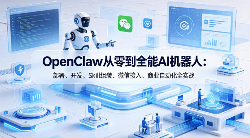 OpenClaw从零到全能AI机器人：部署、开发、Skill组装、微信接入、商业自动化全实战| 网创圈