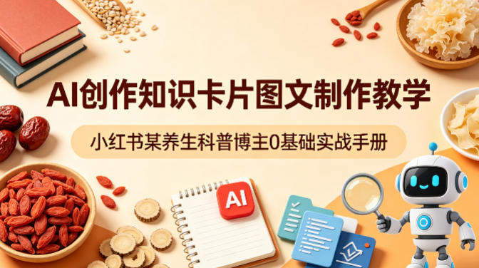 AI创作知识卡片图文制作教学，小红书某养生科普博主0基础实战手册| 网创圈