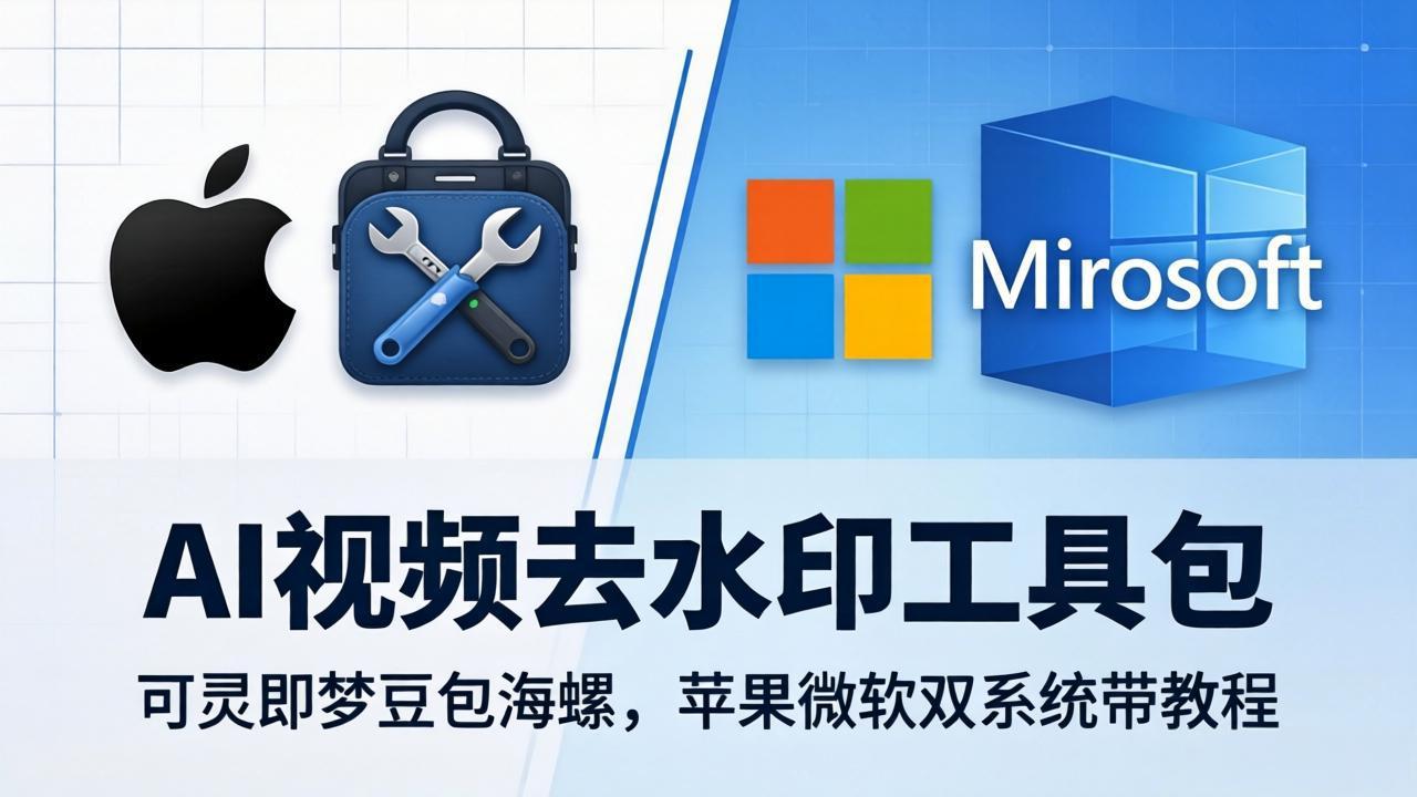 AI视频去水印工具包：可灵即梦豆包海螺，苹果微软双系统带教程| 网创圈