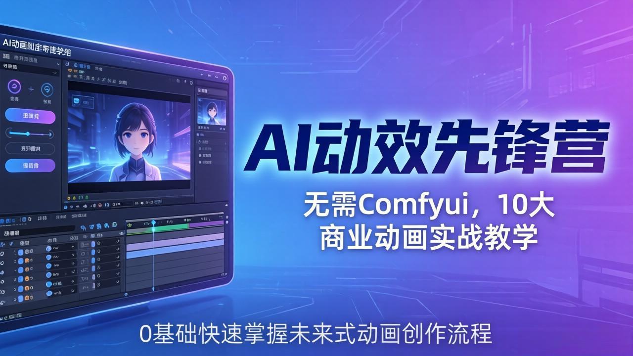 AI 动效先锋营：无需Comfyui，10大商业动画实战教学，0基础快速掌握未来式动画创作流程| 网创圈
