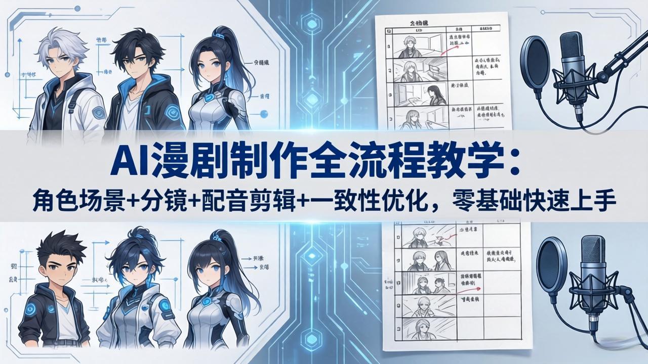 AI漫剧制作全流程教学：角色场景+分镜+配音剪辑+一致性优化，零基础快速上手| 网创圈