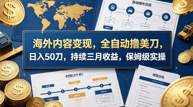 海外内容变现，全自动撸美刀，日入50刀，持续三月收益，保姆级实操【揭秘】| 网创圈
