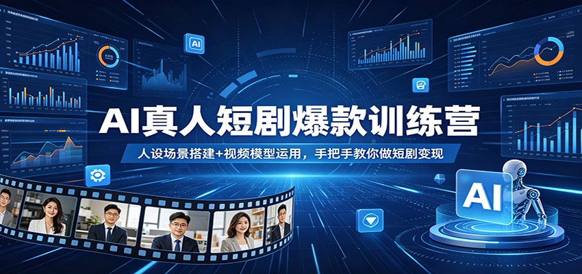 AI真人短剧爆款训练营：人设场景搭建+视频模型运用，手把手教你做短剧变现| 网创圈