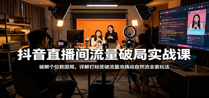 抖音直播间流量破局实战课：破解个位数困局，详解打标签破流量池撬动自然流全套玩法| 网创圈