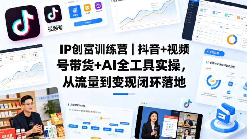 IP创富训练营｜抖音+视频号带货+AI全工具实操，从流量到变现闭环落地| 网创圈