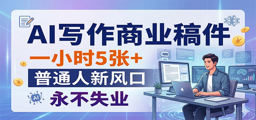 AI写作商业稿件，一小时5张+，普通人新风口，永不失业| 网创圈