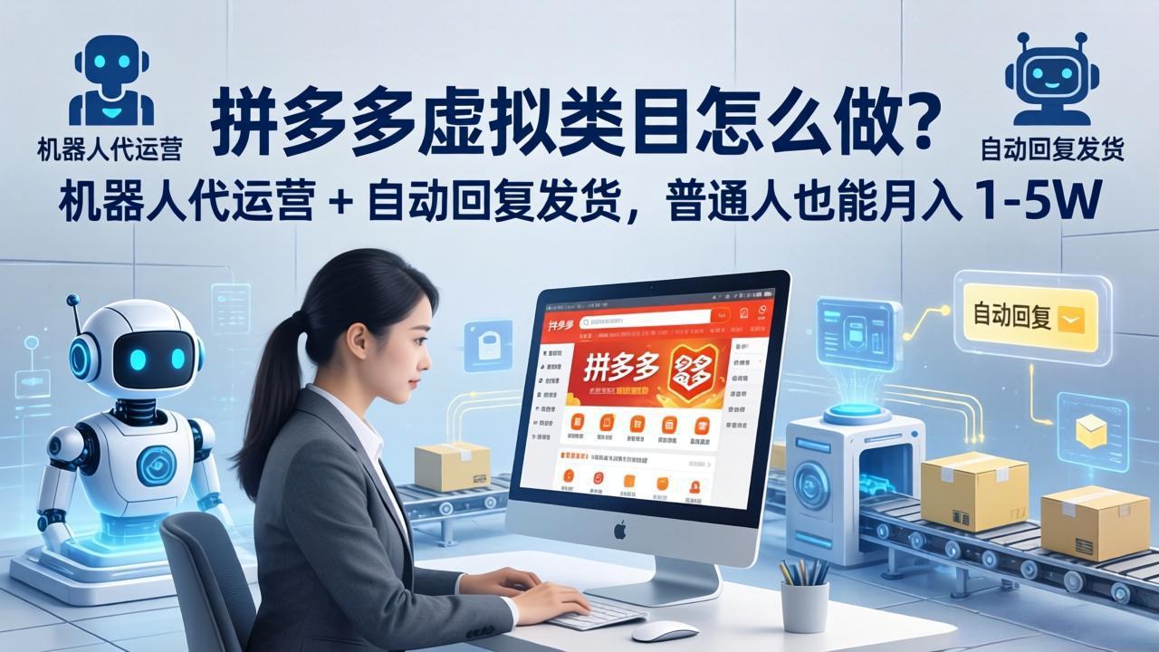 拼多多虚拟类目怎么做？机器人代运营 + 自动回复发货，普通人也能月入 1-5W| 网创圈