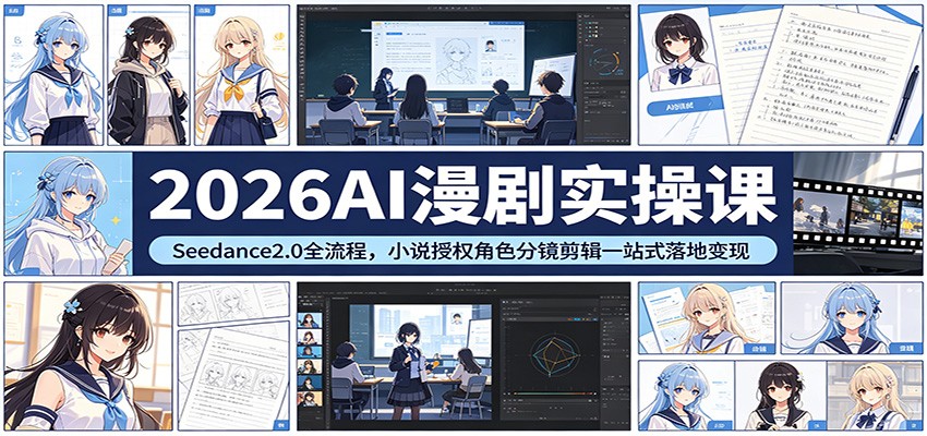 2026AI漫剧实操课：Seedance2.0全流程，小说授权角色分镜剪辑一站式落地变现| 网创圈