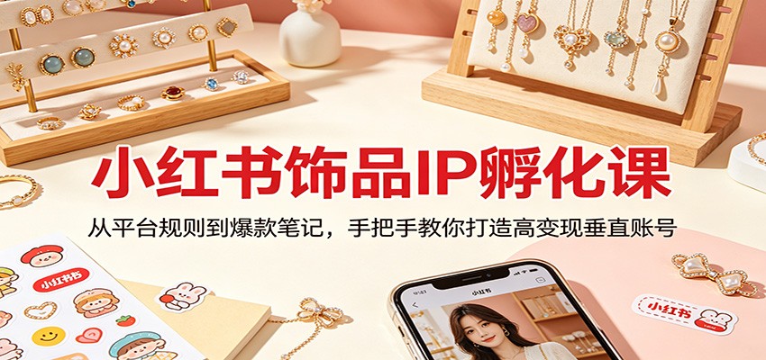 小红书饰品IP孵化课：从平台规则到爆款笔记，手把手教你打造高变现垂直账号| 网创圈
